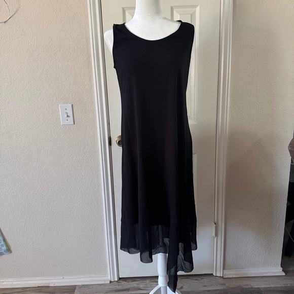 Eileen Fisher Black Sleeveless Dress Size S Minimalist Asymmetrical Hem black - Picture 3 of 14